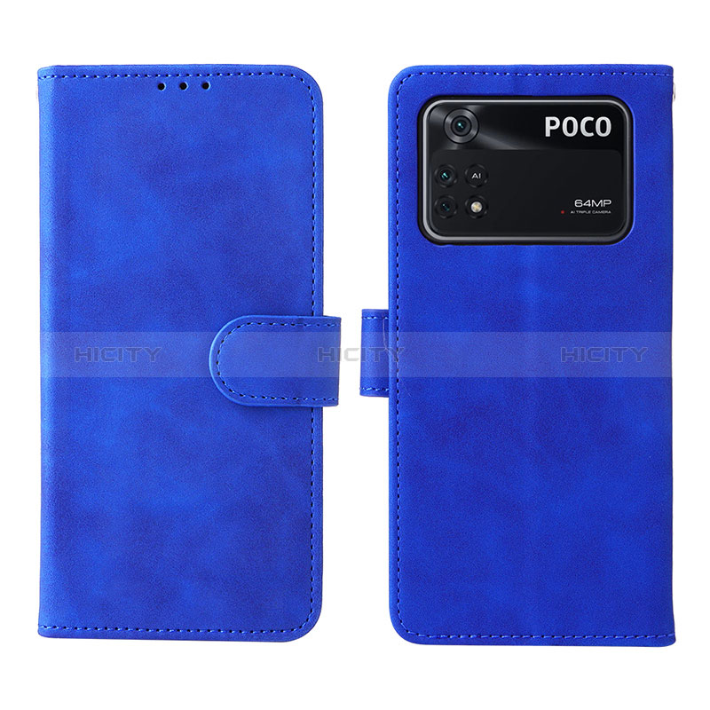 Handytasche Stand Schutzhülle Flip Leder Hülle L01Z für Xiaomi Poco M4 Pro 4G Blau