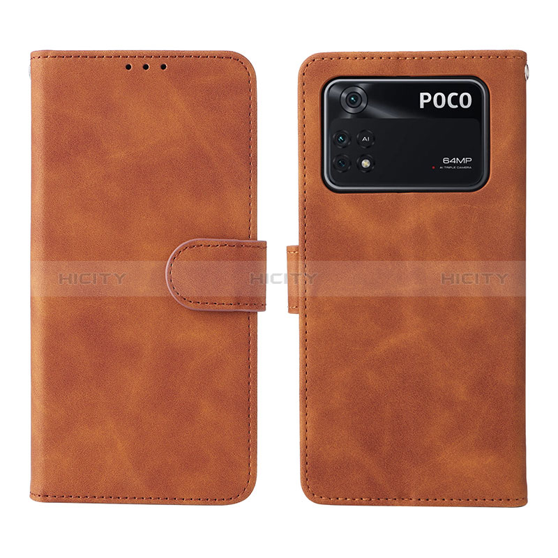 Handytasche Stand Schutzhülle Flip Leder Hülle L01Z für Xiaomi Poco M4 Pro 4G Braun