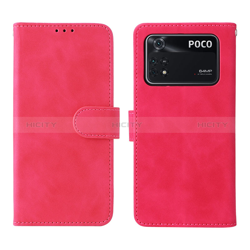 Handytasche Stand Schutzhülle Flip Leder Hülle L01Z für Xiaomi Poco M4 Pro 4G Pink