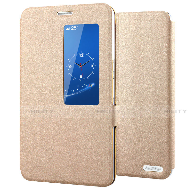 Handytasche Stand Schutzhülle Flip Leder Hülle L02 für Huawei MediaPad X2 Gold