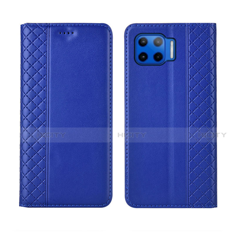 Handytasche Stand Schutzhülle Flip Leder Hülle L02 für Motorola Moto G 5G Plus Blau