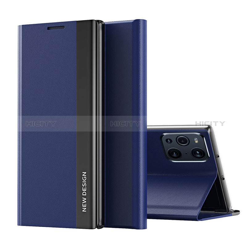 Handytasche Stand Schutzhülle Flip Leder Hülle L02 für Oppo Find X3 5G Blau