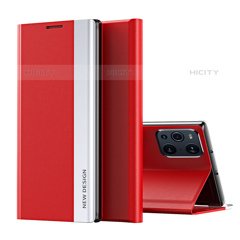 Handytasche Stand Schutzhülle Flip Leder Hülle L02 für Oppo Find X3 Pro 5G Rot