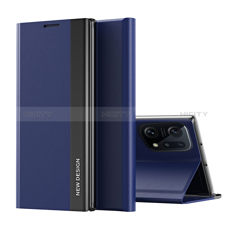 Handytasche Stand Schutzhülle Flip Leder Hülle L02 für Oppo Find X5 5G Blau