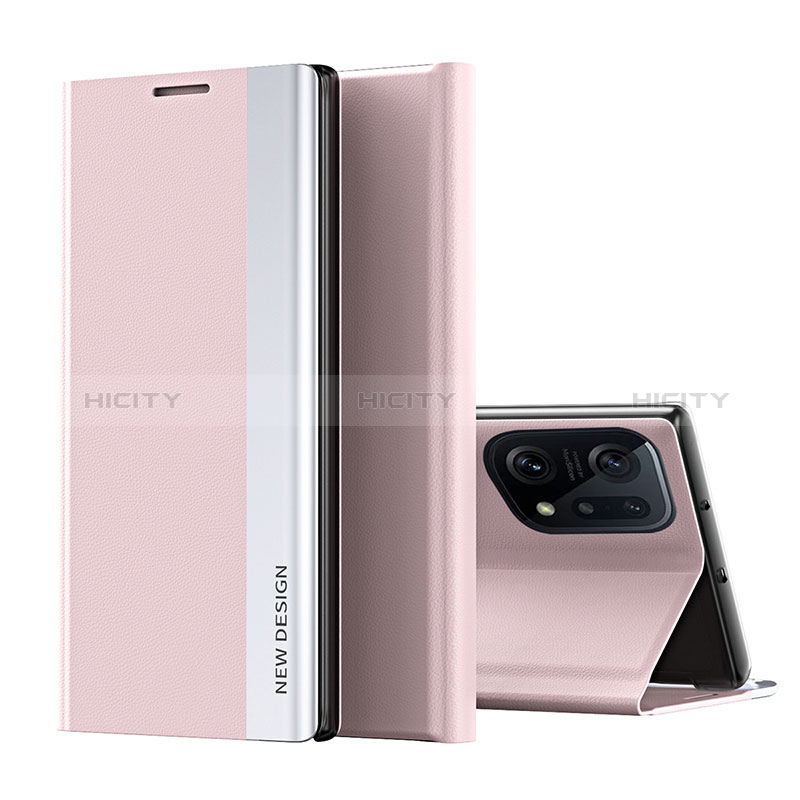 Handytasche Stand Schutzhülle Flip Leder Hülle L02 für Oppo Find X5 5G Rosa