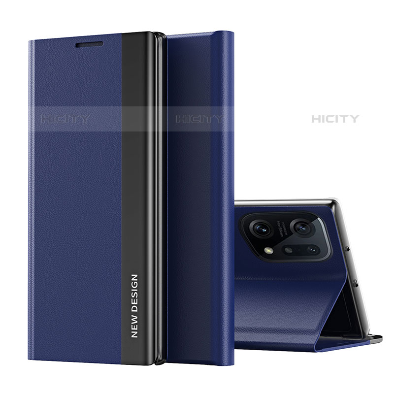 Handytasche Stand Schutzhülle Flip Leder Hülle L02 für Oppo Find X5 Pro 5G Blau