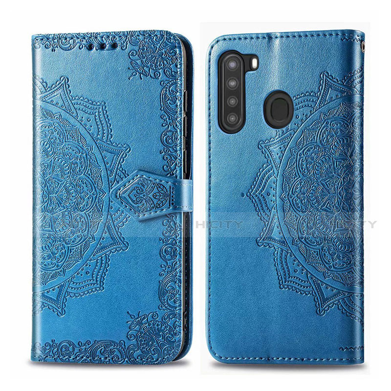 Handytasche Stand Schutzhülle Flip Leder Hülle L02 für Samsung Galaxy A21 Hellblau