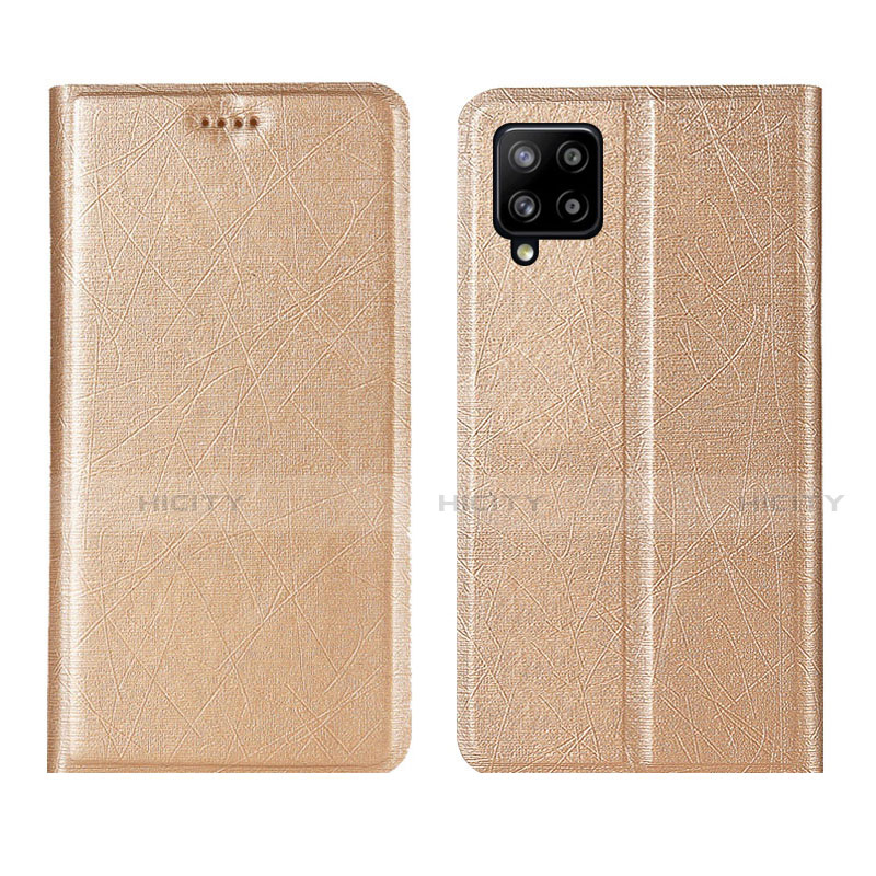 Handytasche Stand Schutzhülle Flip Leder Hülle L02 für Samsung Galaxy A42 5G Gold