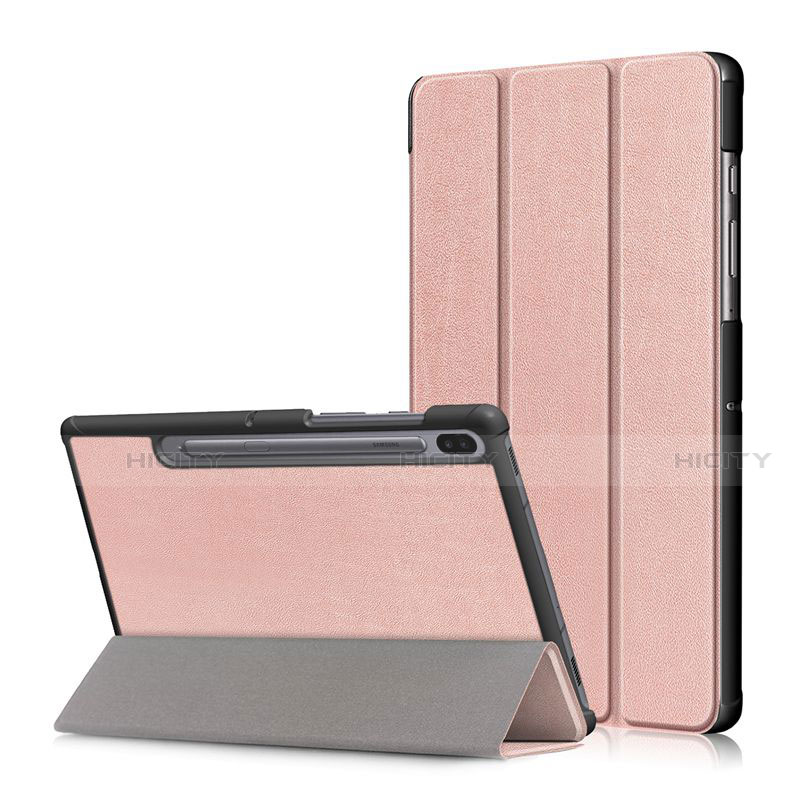 Handytasche Stand Schutzhülle Flip Leder Hülle L02 für Samsung Galaxy Tab S6 10.5 SM-T860 Rosegold