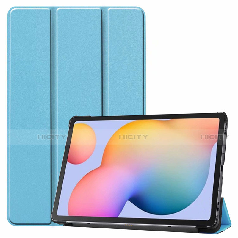 Handytasche Stand Schutzhülle Flip Leder Hülle L02 für Samsung Galaxy Tab S6 Lite 10.4 SM-P610 Hellblau