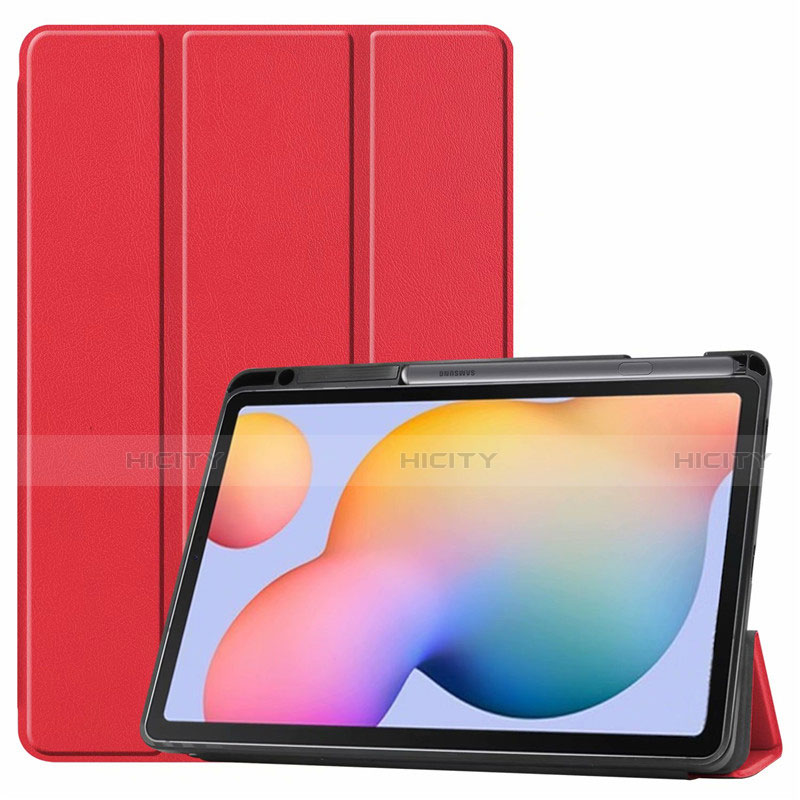 Handytasche Stand Schutzhülle Flip Leder Hülle L02 für Samsung Galaxy Tab S6 Lite 10.4 SM-P610 Rot Plus