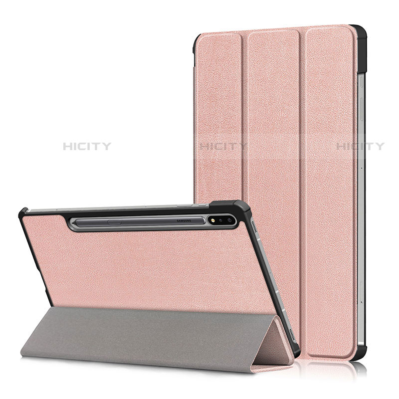 Handytasche Stand Schutzhülle Flip Leder Hülle L02 für Samsung Galaxy Tab S7 11 Wi-Fi SM-T870 Rosegold Plus