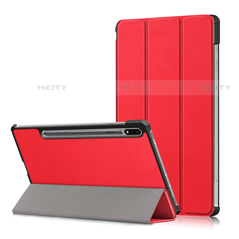 Handytasche Stand Schutzhülle Flip Leder Hülle L02 für Samsung Galaxy Tab S7 11 Wi-Fi SM-T870 Rot Plus