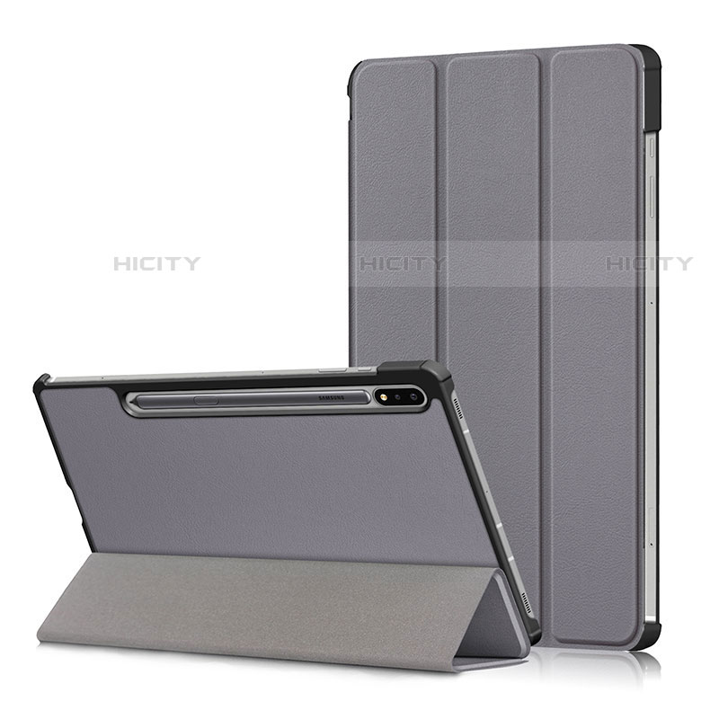 Handytasche Stand Schutzhülle Flip Leder Hülle L02 für Samsung Galaxy Tab S7 Plus 12.4 Wi-Fi SM-T970 Grau