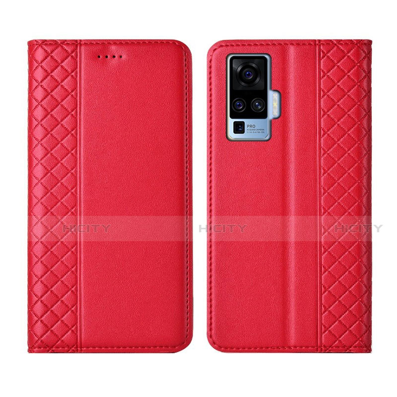 Handytasche Stand Schutzhülle Flip Leder Hülle L02 für Vivo X50 Pro 5G Rot Plus