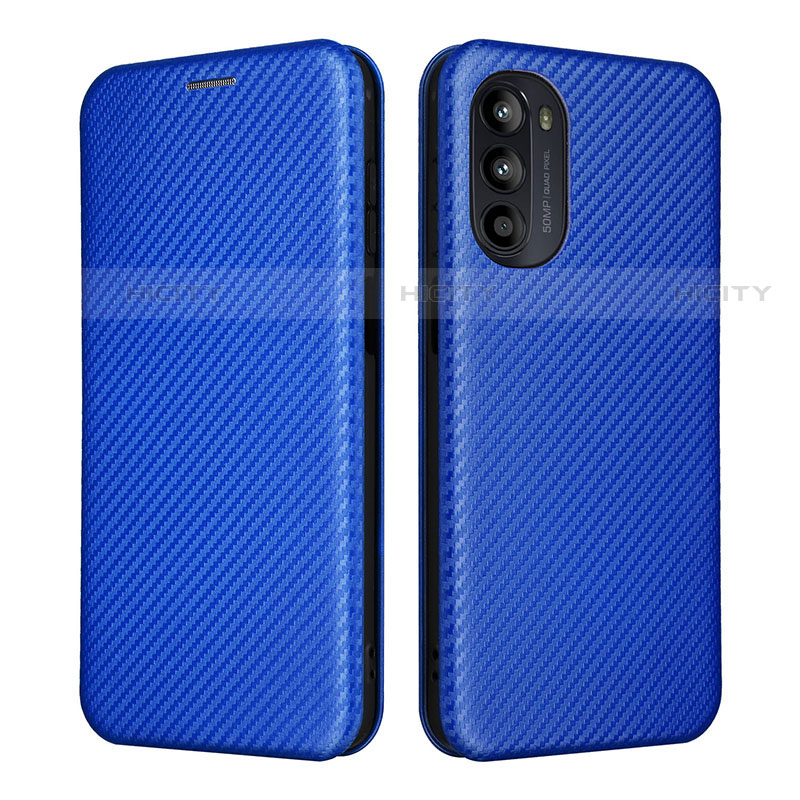 Handytasche Stand Schutzhülle Flip Leder Hülle L02Z für Motorola Moto G71s 5G Blau