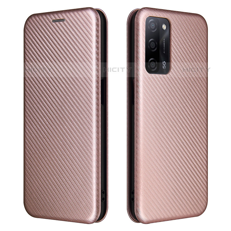 Handytasche Stand Schutzhülle Flip Leder Hülle L02Z für Oppo A55 5G Rosegold Plus