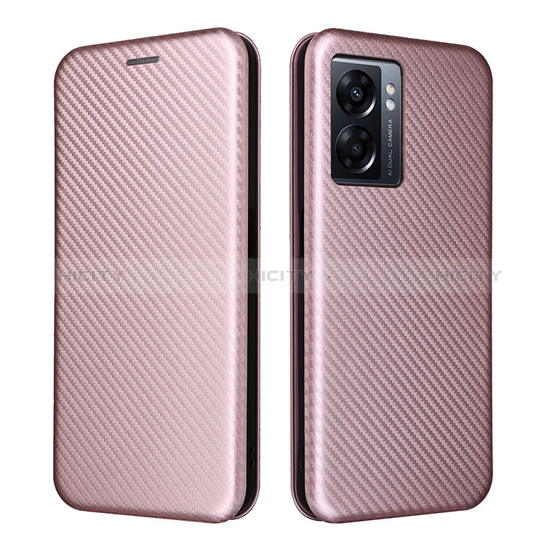 Handytasche Stand Schutzhülle Flip Leder Hülle L02Z für Oppo A57 5G Rosegold Plus