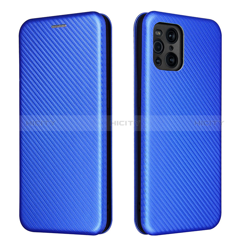 Handytasche Stand Schutzhülle Flip Leder Hülle L02Z für Oppo Find X3 5G Blau Plus