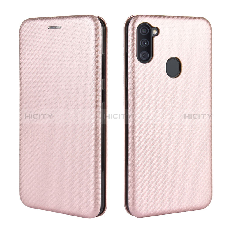 Handytasche Stand Schutzhülle Flip Leder Hülle L02Z für Samsung Galaxy A11 Rosegold Plus