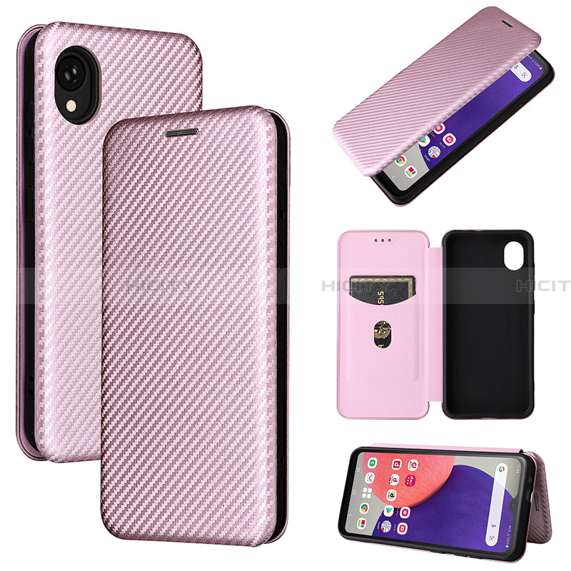 Handytasche Stand Schutzhülle Flip Leder Hülle L02Z für Samsung Galaxy A22 5G SC-56B Rosegold Plus