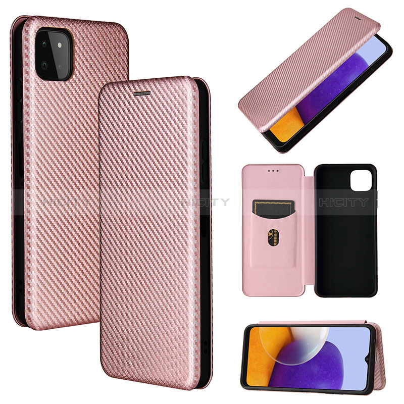 Handytasche Stand Schutzhülle Flip Leder Hülle L02Z für Samsung Galaxy A22s 5G Rosegold Plus