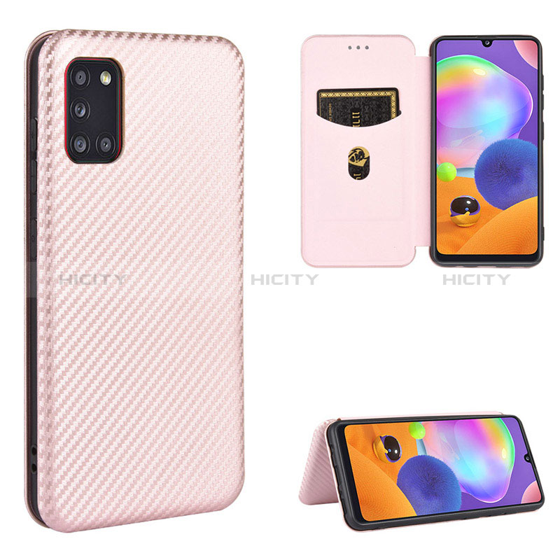 Handytasche Stand Schutzhülle Flip Leder Hülle L02Z für Samsung Galaxy A31 Rosegold Plus