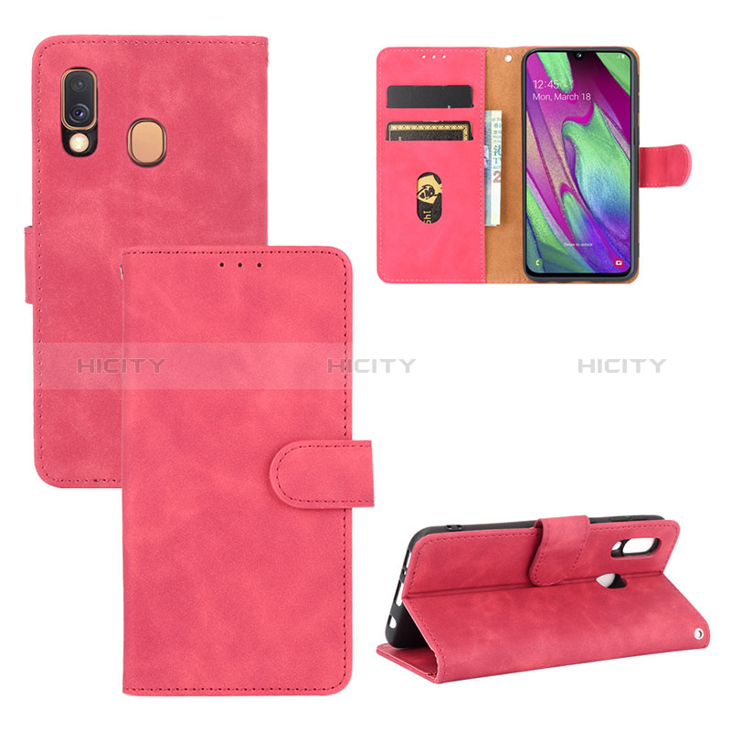 Handytasche Stand Schutzhülle Flip Leder Hülle L02Z für Samsung Galaxy A40 Pink