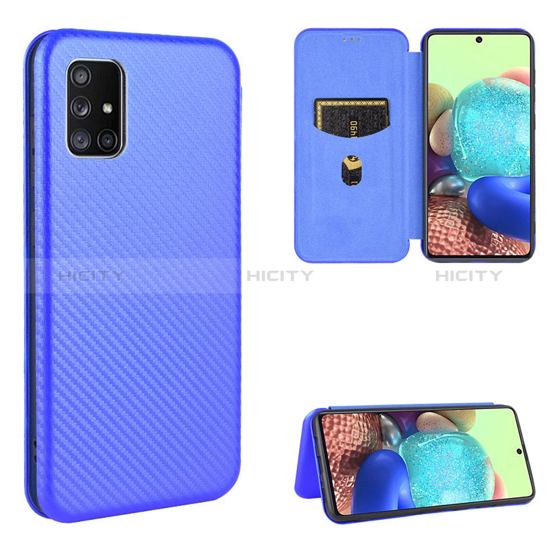 Handytasche Stand Schutzhülle Flip Leder Hülle L02Z für Samsung Galaxy A51 5G Blau Plus