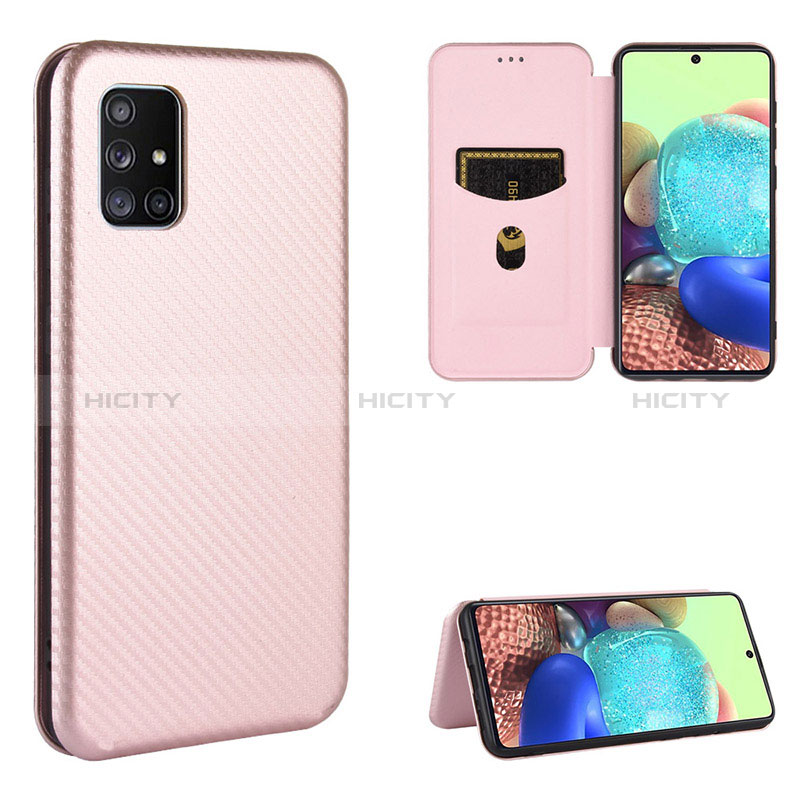 Handytasche Stand Schutzhülle Flip Leder Hülle L02Z für Samsung Galaxy A51 5G Rosegold Plus