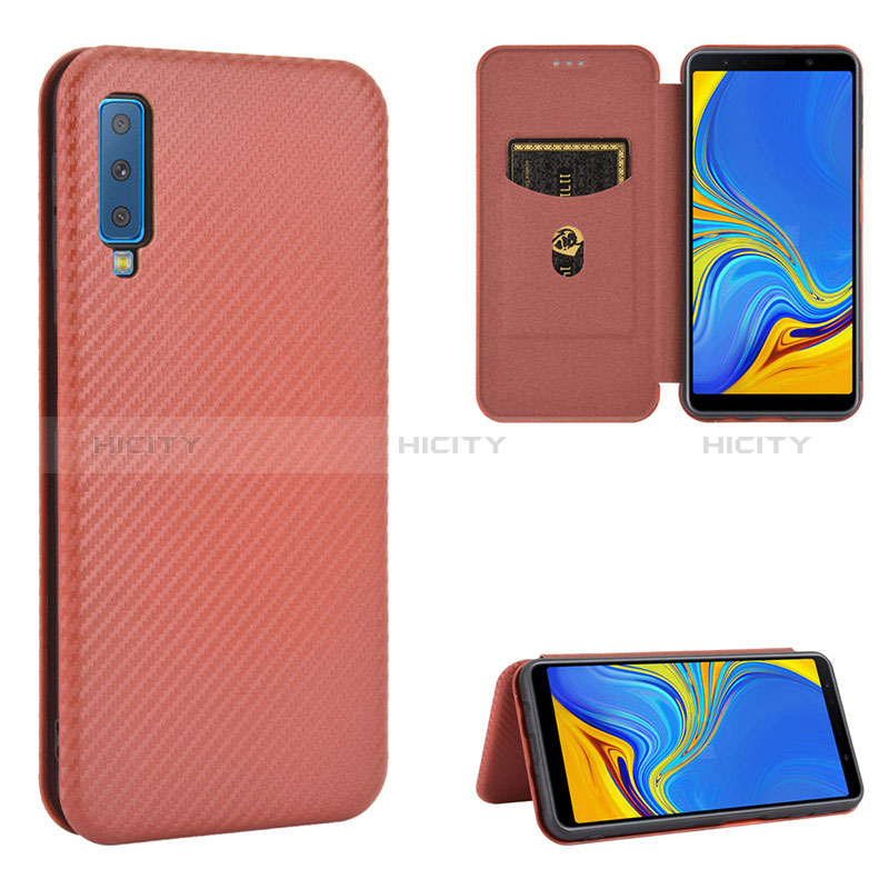 Handytasche Stand Schutzhülle Flip Leder Hülle L02Z für Samsung Galaxy A7 (2018) A750 groß