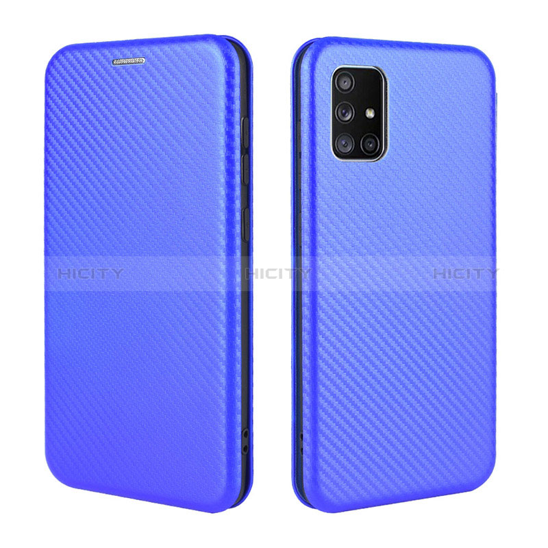 Handytasche Stand Schutzhülle Flip Leder Hülle L02Z für Samsung Galaxy A71 4G A715 Blau