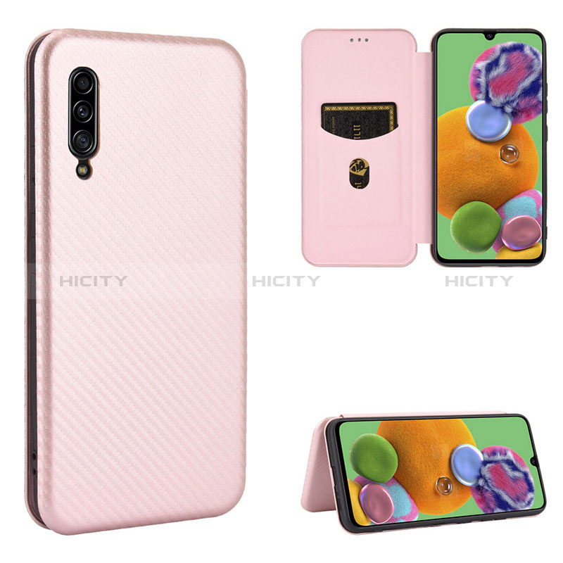 Handytasche Stand Schutzhülle Flip Leder Hülle L02Z für Samsung Galaxy A90 5G Rosegold