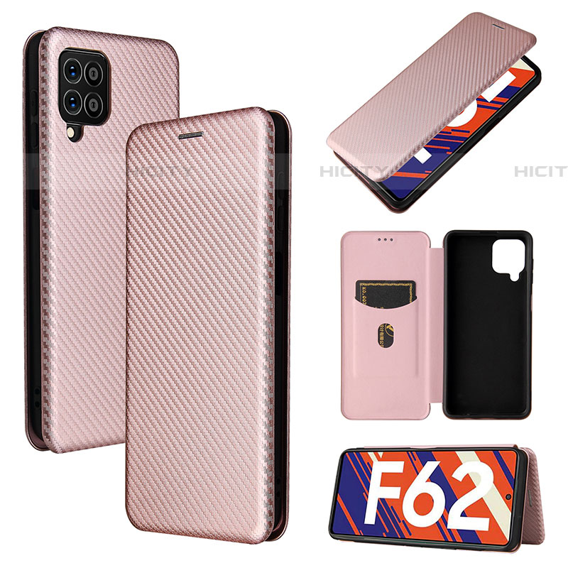 Handytasche Stand Schutzhülle Flip Leder Hülle L02Z für Samsung Galaxy F62 5G Rosegold