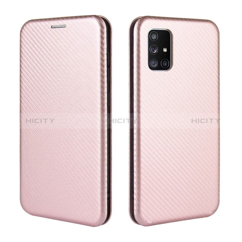 Handytasche Stand Schutzhülle Flip Leder Hülle L02Z für Samsung Galaxy M51 Rosegold Plus