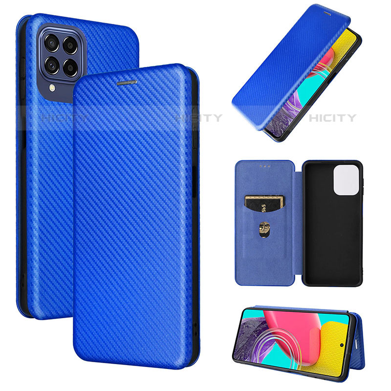 Handytasche Stand Schutzhülle Flip Leder Hülle L02Z für Samsung Galaxy M53 5G Blau