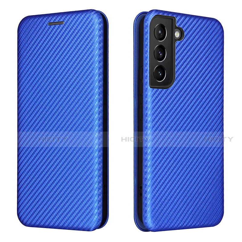 Handytasche Stand Schutzhülle Flip Leder Hülle L02Z für Samsung Galaxy S21 5G Blau