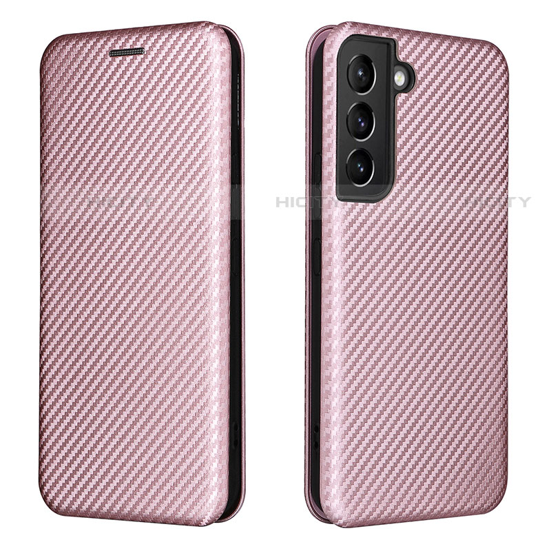 Handytasche Stand Schutzhülle Flip Leder Hülle L02Z für Samsung Galaxy S21 FE 5G Rosegold Plus