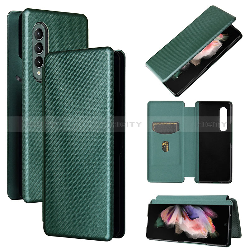 Handytasche Stand Schutzhülle Flip Leder Hülle L02Z für Samsung Galaxy Z Fold3 5G Grün