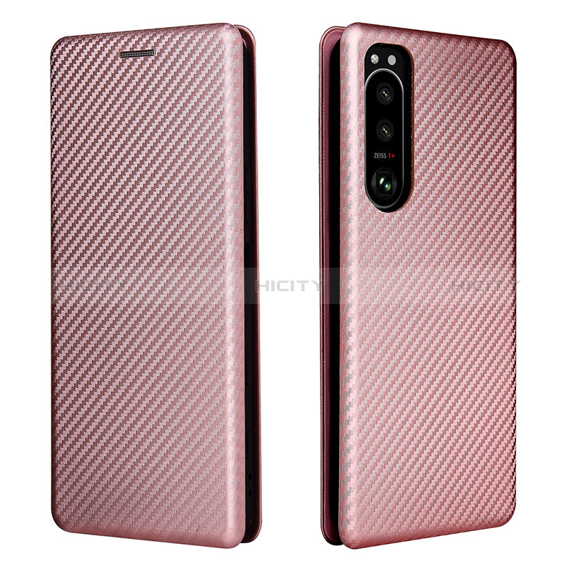 Handytasche Stand Schutzhülle Flip Leder Hülle L02Z für Sony Xperia 5 III Rosegold Plus