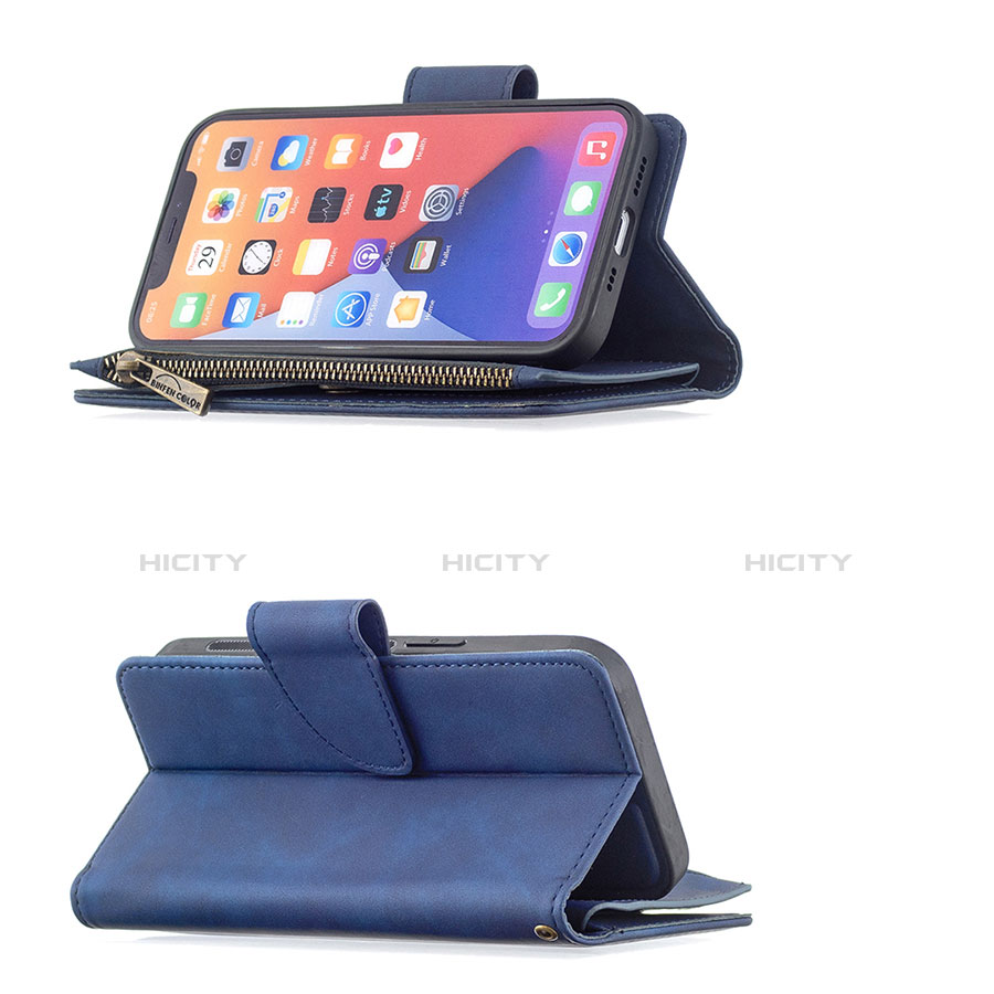 Handytasche Stand Schutzhülle Flip Leder Hülle L03 für Apple iPhone 13 Pro Blau