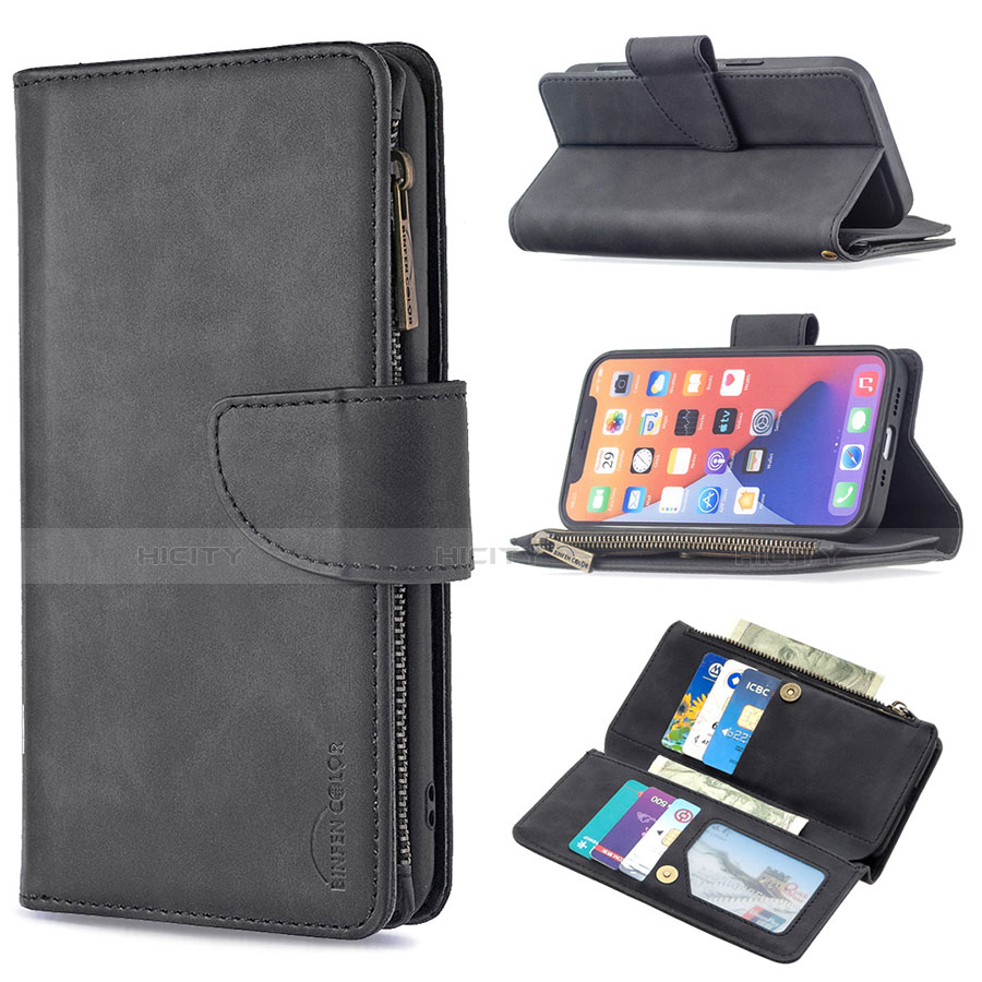 Handytasche Stand Schutzhülle Flip Leder Hülle L03 für Apple iPhone 13 Pro Max Schwarz