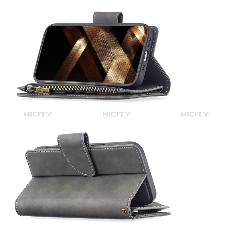 Handytasche Stand Schutzhülle Flip Leder Hülle L03 für Apple iPhone 14 Pro Dunkelgrau