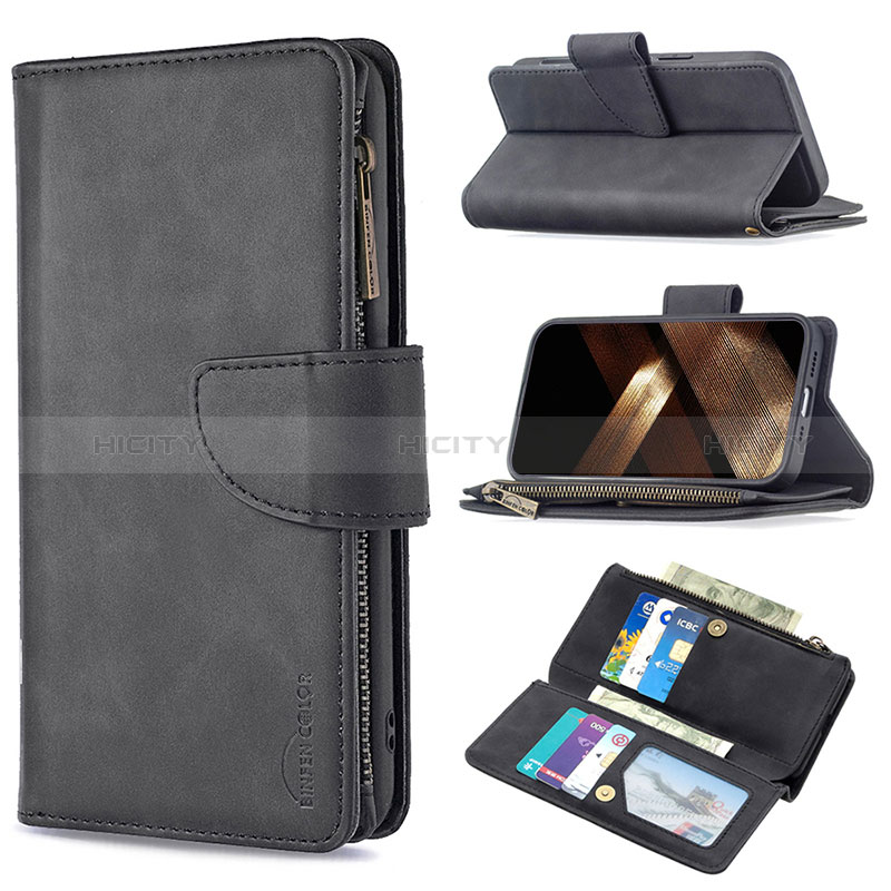 Handytasche Stand Schutzhülle Flip Leder Hülle L03 für Apple iPhone 14 Pro Max Schwarz