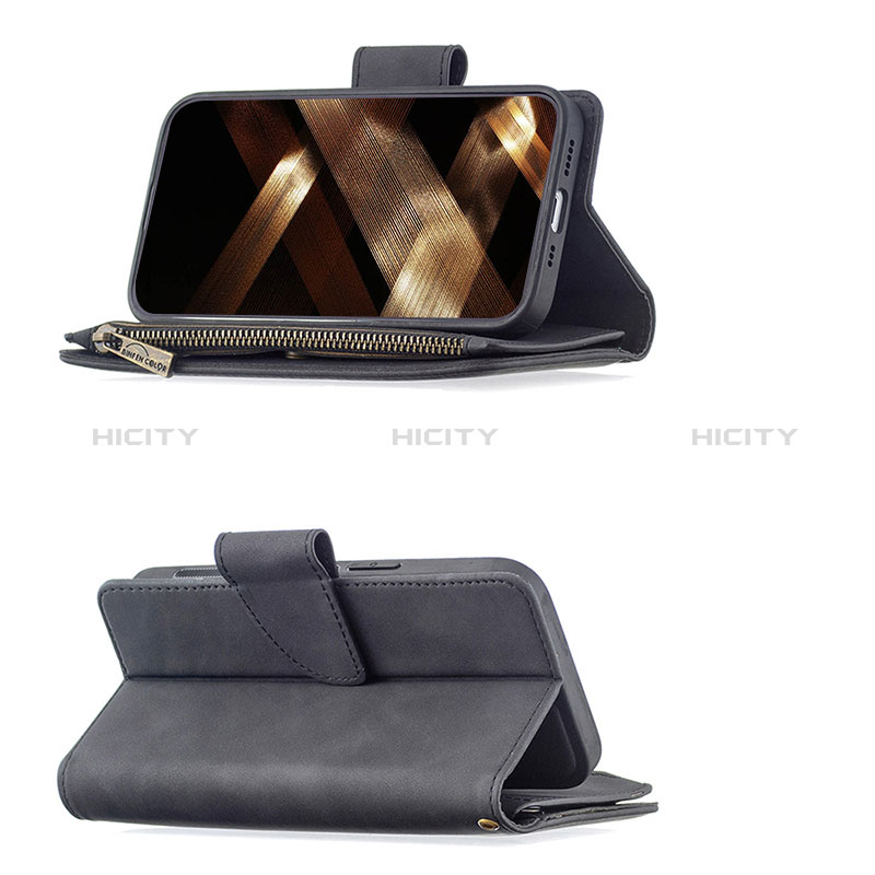 Handytasche Stand Schutzhülle Flip Leder Hülle L03 für Apple iPhone 14 Pro Schwarz