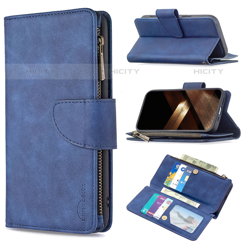 Handytasche Stand Schutzhülle Flip Leder Hülle L03 für Apple iPhone 15 Pro Blau