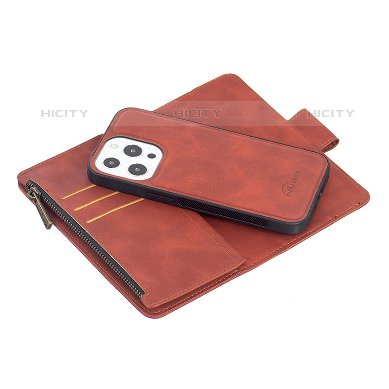 Handytasche Stand Schutzhülle Flip Leder Hülle L03 für Apple iPhone 15 Pro Braun