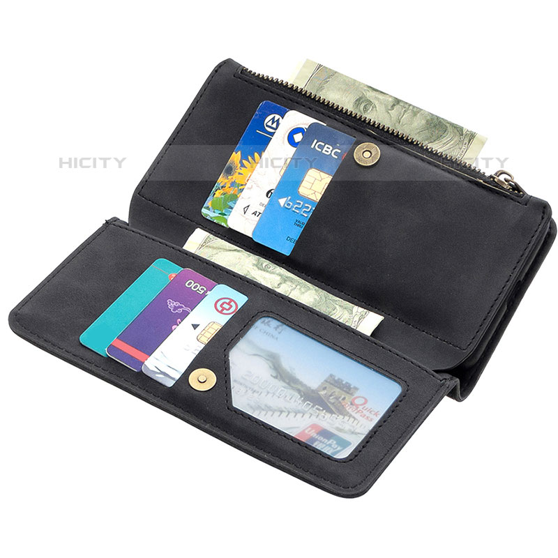 Handytasche Stand Schutzhülle Flip Leder Hülle L03 für Apple iPhone 15 Pro Schwarz