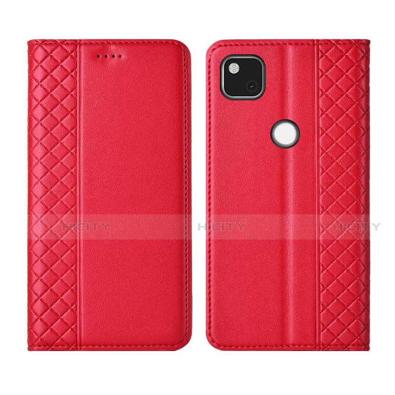 Handytasche Stand Schutzhülle Flip Leder Hülle L03 für Google Pixel 4a Rot Plus