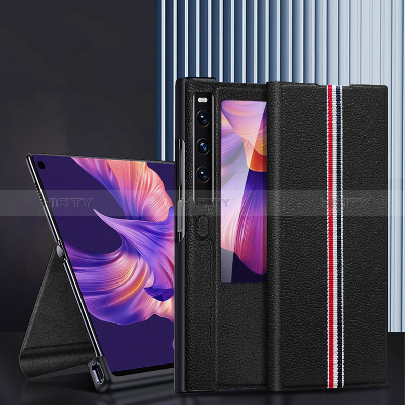 Handytasche Stand Schutzhülle Flip Leder Hülle L03 für Huawei Mate Xs 2 Schwarz